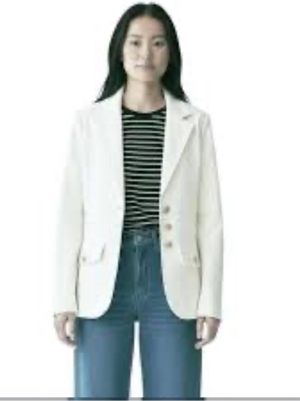 Joie Coastal Prep Cream Blazer Jacket | Gold Statement Buttons | Size L